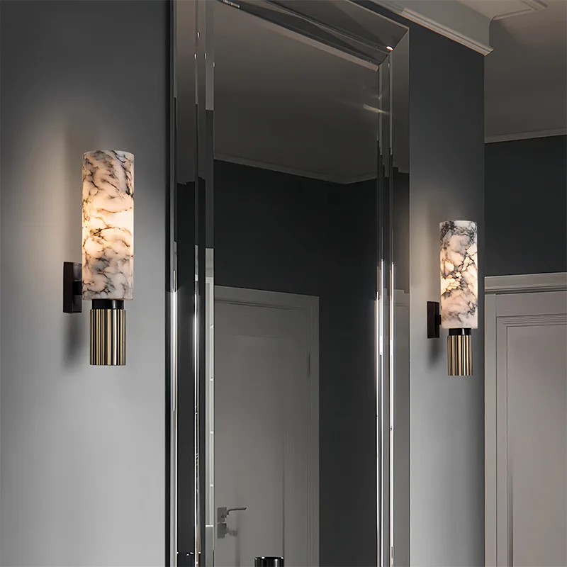 Minimalist Creative Alabaster Sconce Light Corridor Bedroom Bedside Marble Wall Lamps for Hotel