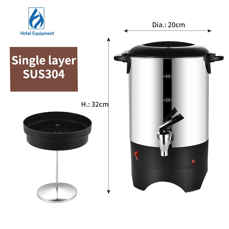 Commercial Stainless Steel Coffee Home Coffee Maker Portable Temperature  Control Coffee Urn 30-Cup Electric for Catering