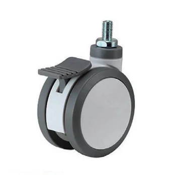 High Quality 75mm Threaded Stem Type Medical Plastic Twin Casters Wheel Light Duty Standard Swivel Brake Caster Wheels