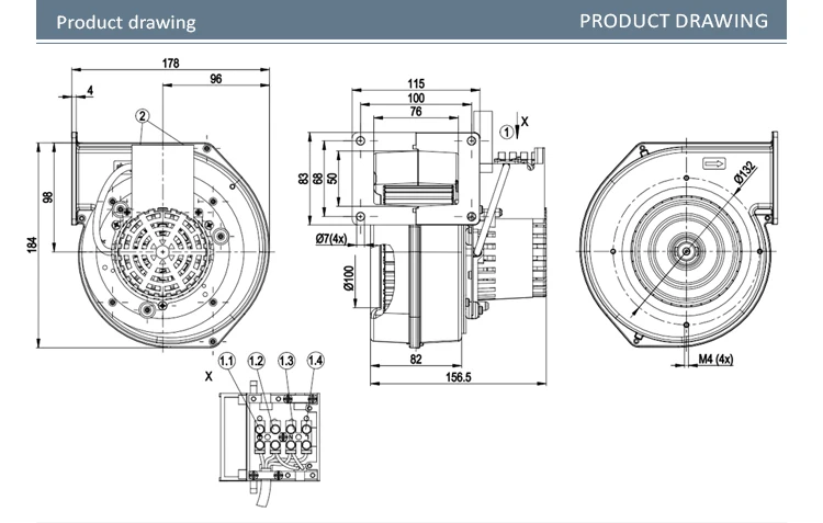 Turbine Blower, G2E120-DD70-12, 120mm, 230VAC, 0.28A - detail 4