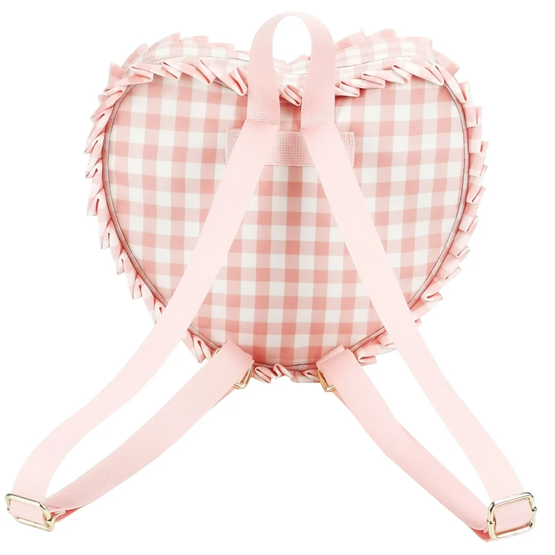 Wholesale Wholesale Girl's Pink Mini Heart Shaped Backpack Ruffle Nylon  Small Backpacks From m.