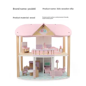 Children's DIY Wooden Miniature Furniture Set Model Accessories for Pretend Play Bedroom Kitchen Living Room Baby Gift Villa