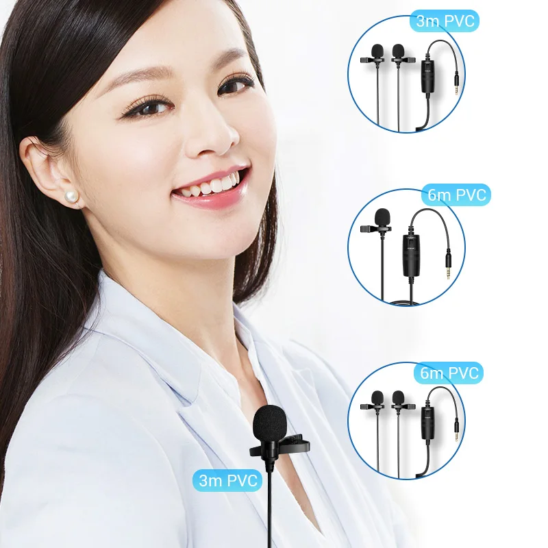 VLOG Camera Recording Wired Microphone Lavalier Mic for Phone Recording Microphone Clip Mic for Camera Small Mic