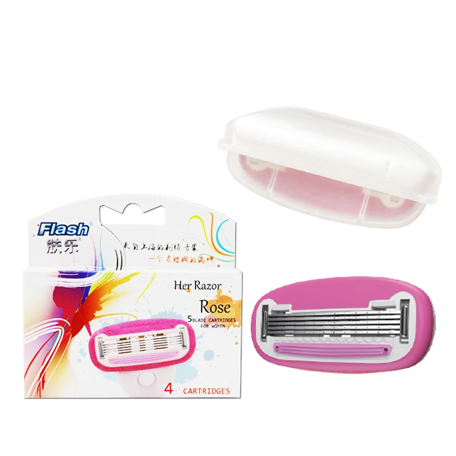 Halo5-  System Razor with Plastic and Rubber  Handle Pivoiting Head 5 Blades for Lady Shaving