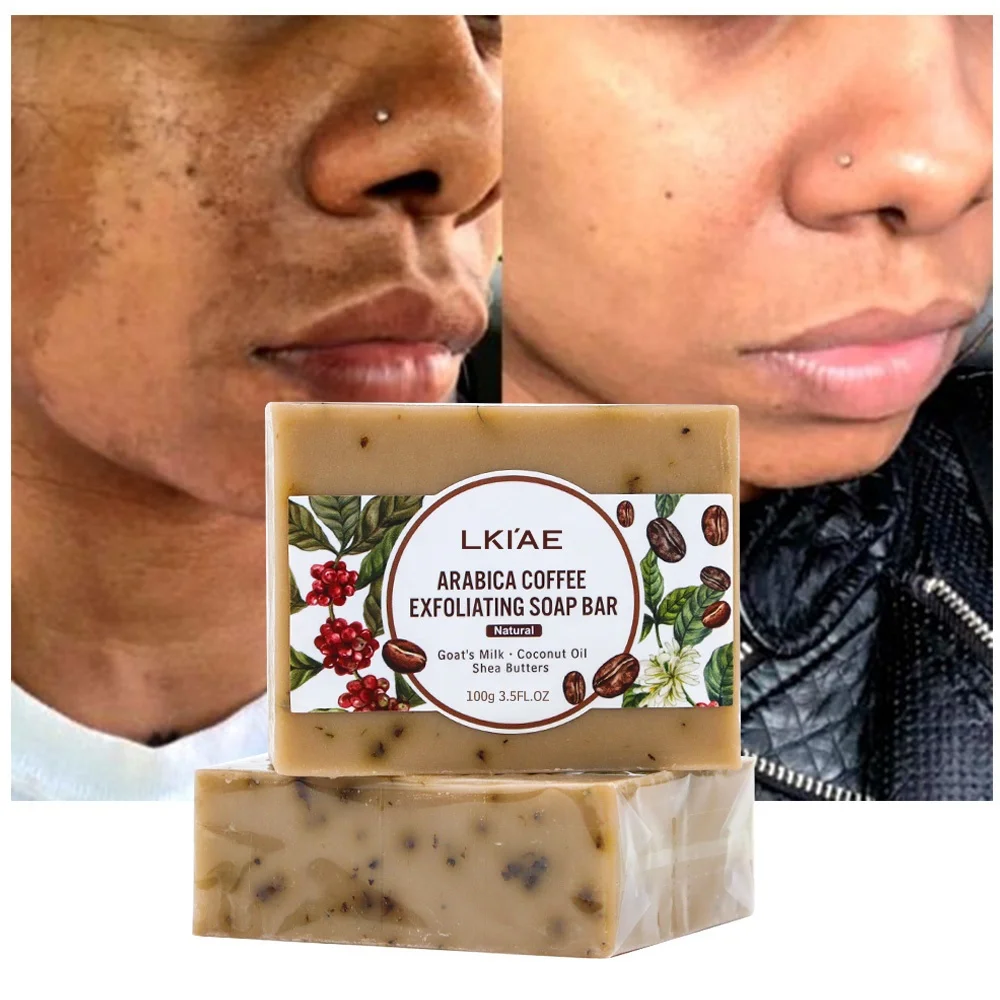 LKIAE Fine and Dense Foaming Lighting Face and Body Bath Moisturizing Beauty Scrub Coffe Soap for Fair Skin