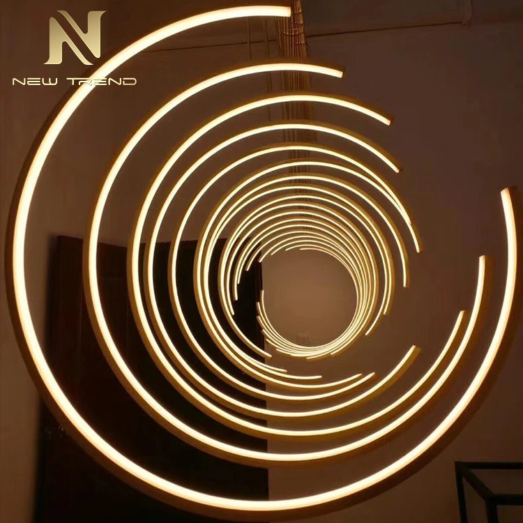 CPL-146 Custom Hotel Lobby Villa Gallery Indoor Decoration Project Lighting Modern LED Acrylic Circle Chandelier
