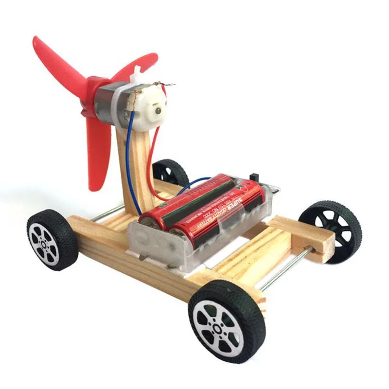 Kid Diy Wooden Single-Wing Wind Car Assembly Model Kit Science ExperimentWRD 