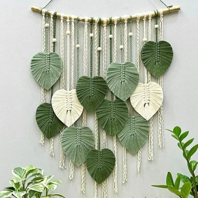 Eco-friendly quality assured wall decorations for home decor nordic style boho colored leaf feather wall hanging