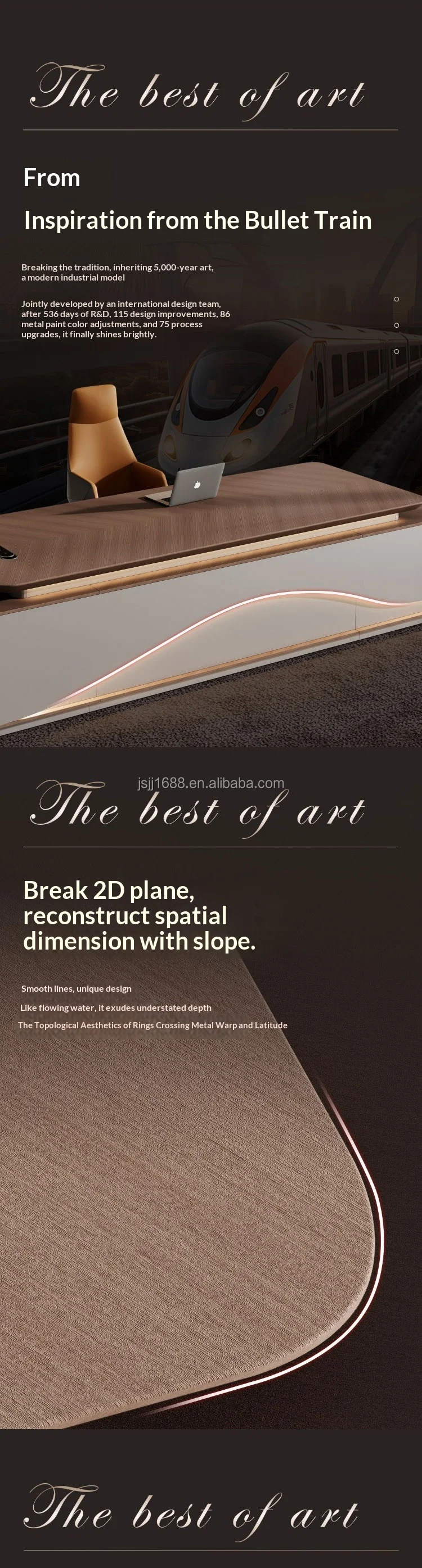 Italian Style Office Furniture LED Functional High-end Luxury Boss Desk Lightweight Luxury CEO Office Desk Desk