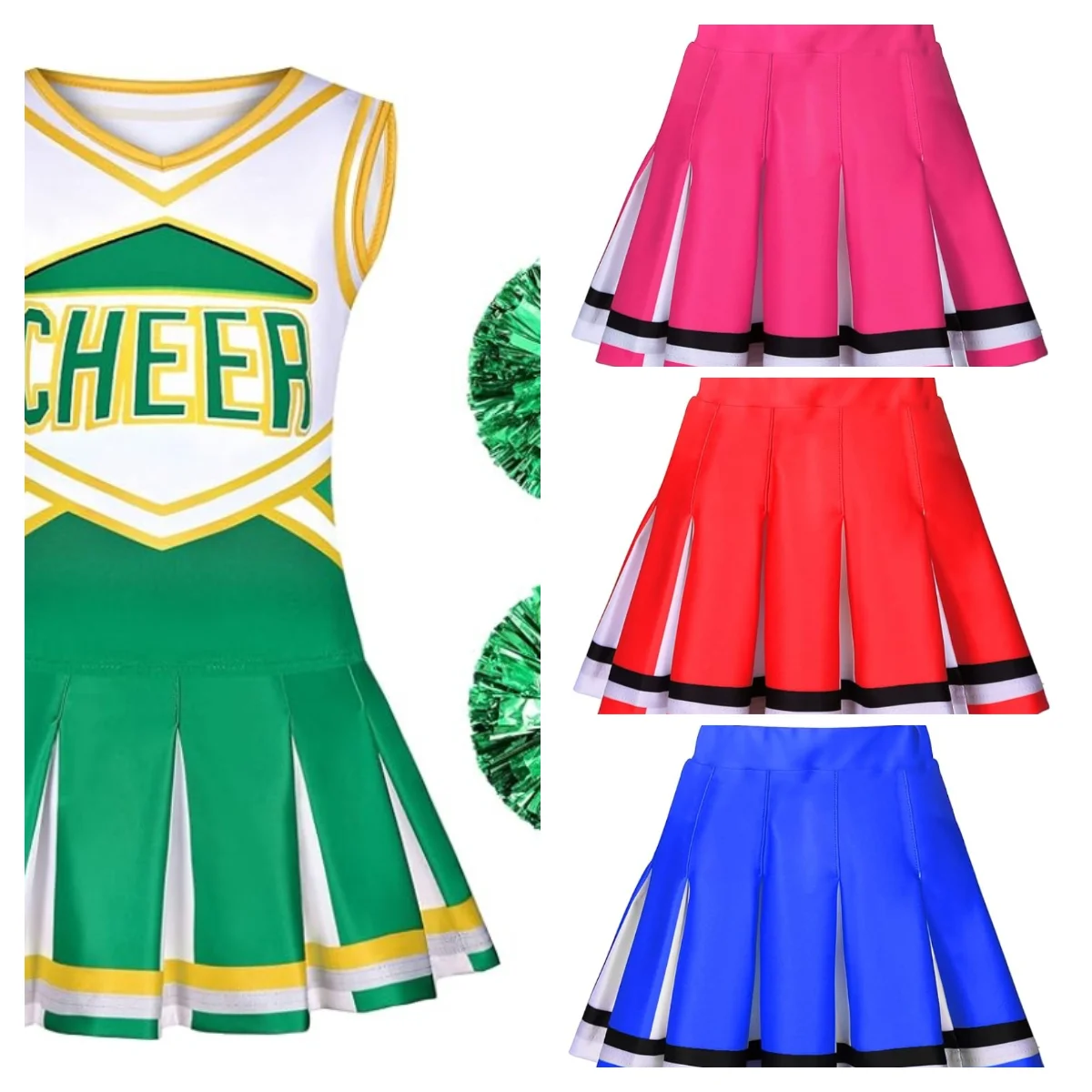 Girls Cheerleader Costume for Basketball Competition and Halloween Party Birthday Gift Uniform Outfit