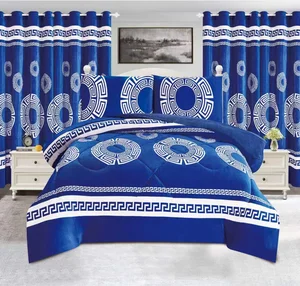 Ready to Ship Luxury Cal King 7pcs BORREGO Velvet Duvet With Curtains Thick Comforter Bedding Set for King Bed for Winter