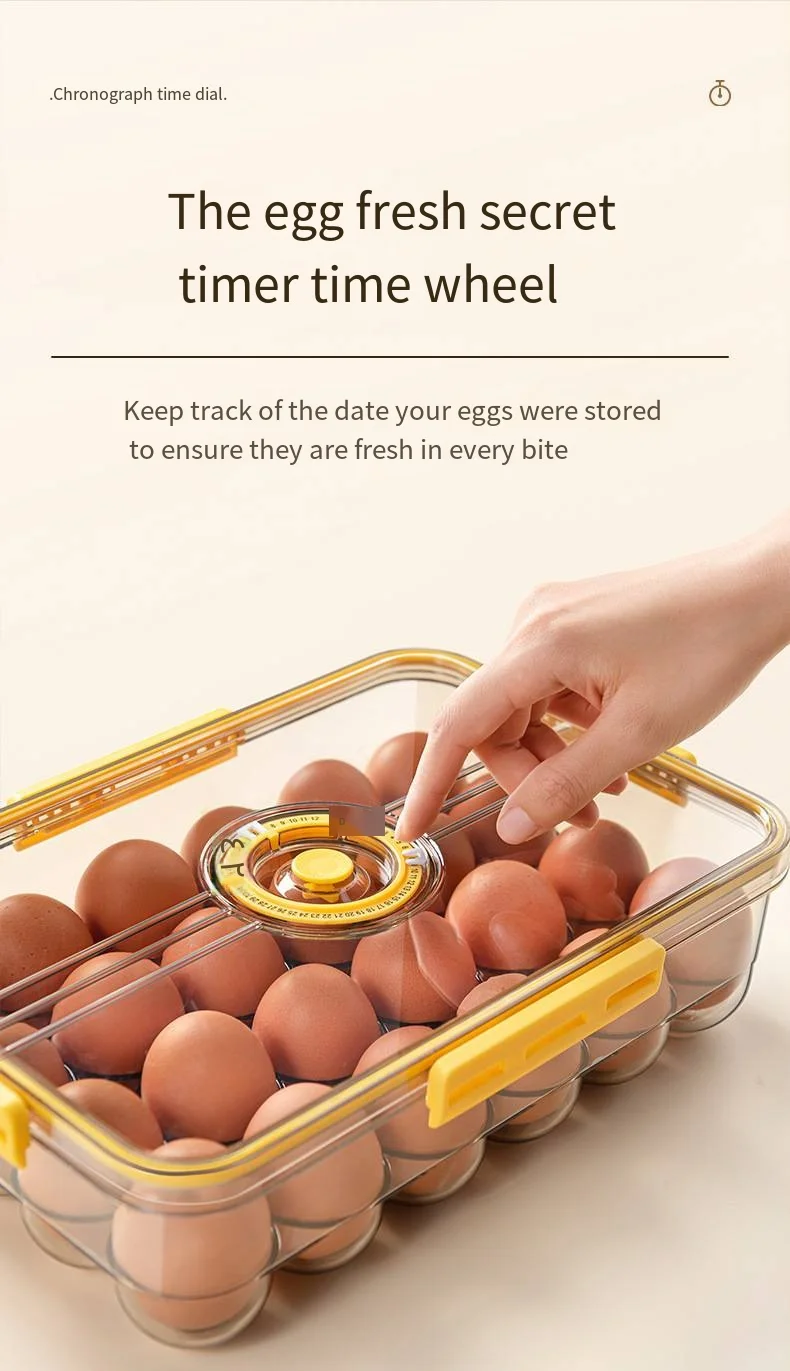 New refrigerator storage egg box 24 lattice PET plastic transparent frozen thick timing egg preservation box wholesale details