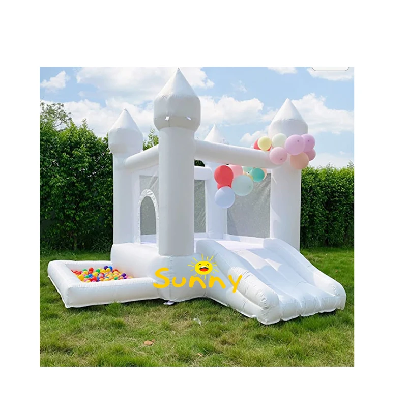 Коммерческий надувной белый домик для прыжков джампер замок с шариковой ямой