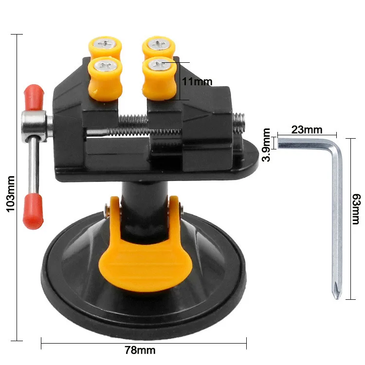 Mini Adjustable Fixed Electric Small Table Bench Vise 360 Degrees Rotatable Grinder Rotary Hand Drill Suction Cup Fixed Frame
