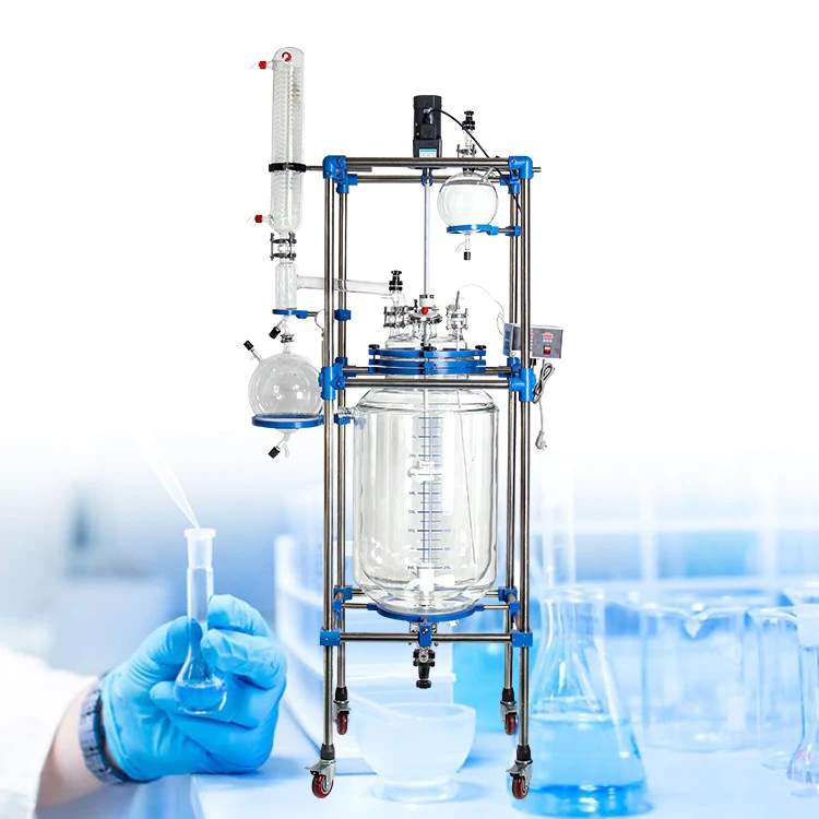 TOPTION Factory Direct Sales 1L 2L 3L 5L 10L 20L 50L 100L 200L 250L Chemical Jacketed Glass Reactor with Best Price