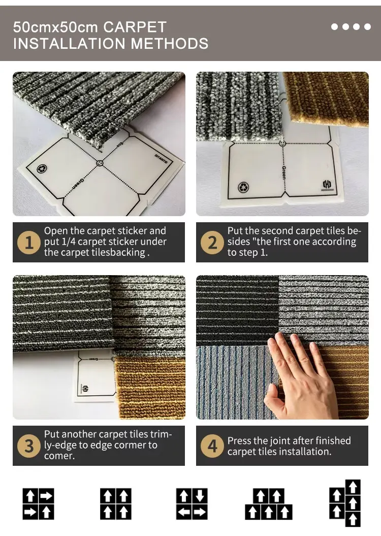 Luxury Commercial Tile Carpet Hotel Nylon Modular Interlocking Floor Carpet Tiles for Office Adult Modern Carpet manufacture