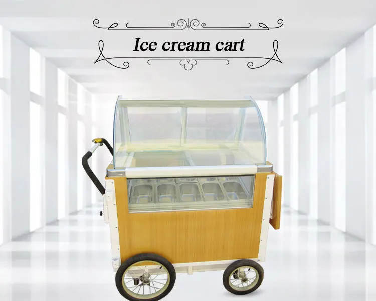 Mobile Ice Cream Freezer Ice Cream Carts Showcase Outdoor Ice Cream