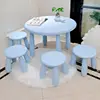 Blue round table-4 round stool-solid color