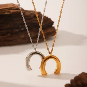 MW Niche Design Women's Stainless Steel Necklace with Niche Design Sophisticated and Versatile Geometric U-shaped Pendant