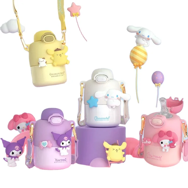 2023 in Stock Sanrio Kuromi Cup Warmer Cute Hello-kitty Stainless Steel Children School Insulated Water Bottles for Kids