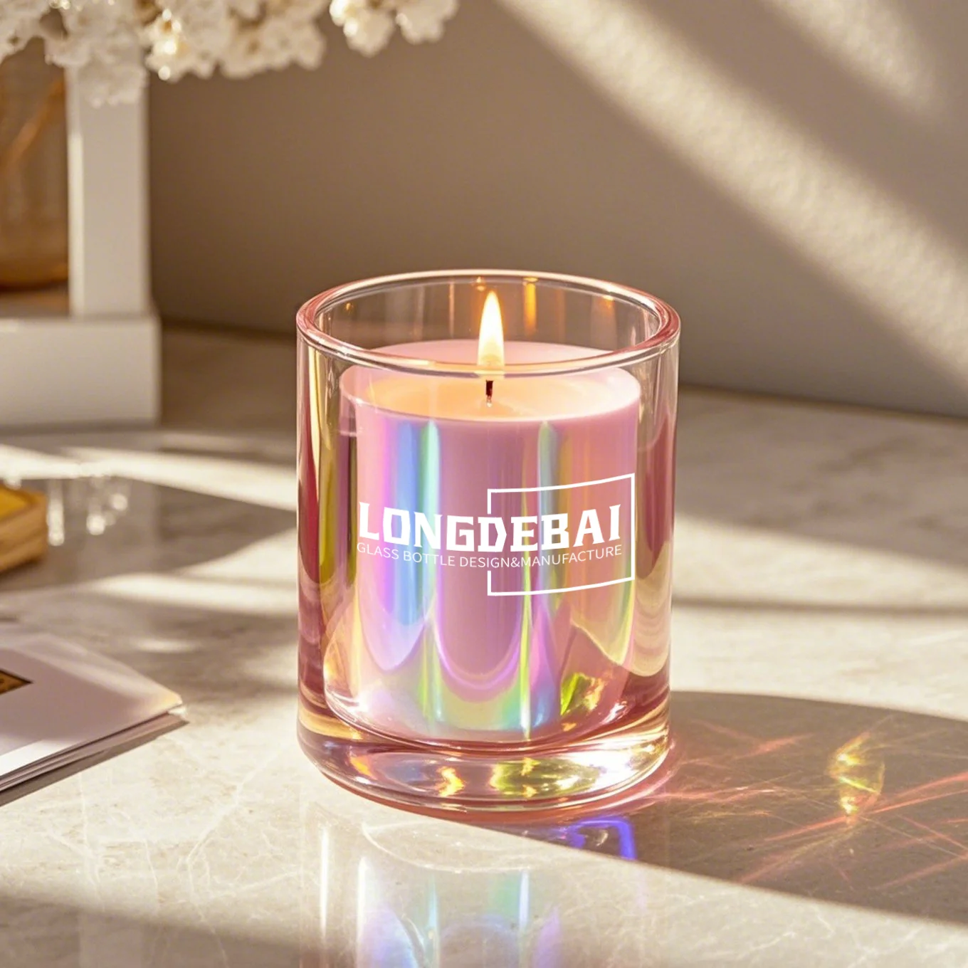 Custom Luxury Shiny Colourful 8oz 10oz 12oz Round Holographic Candle ...