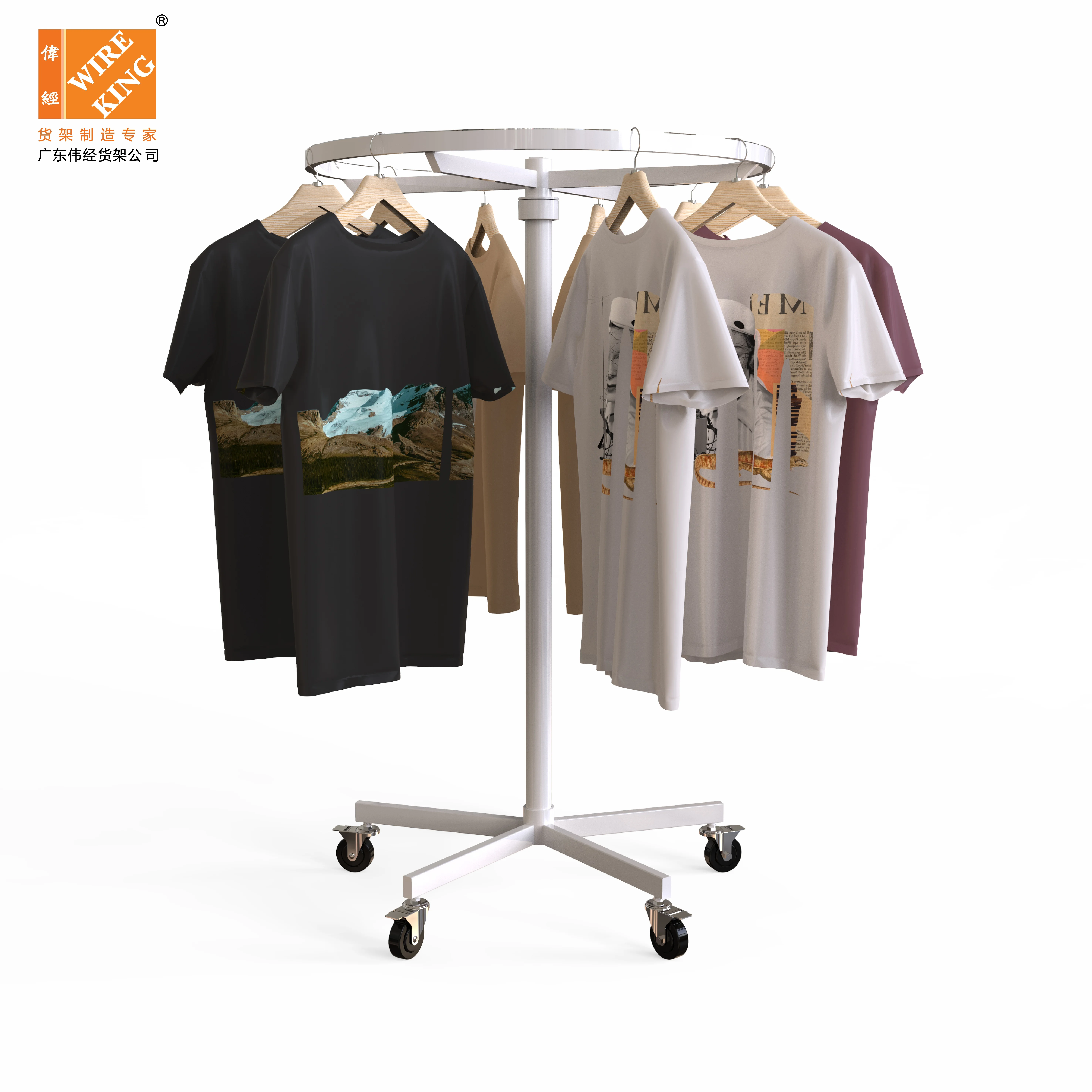 Clothes Display Rack For Shop Rotating Clothing Rack With Wheels Tshirt Skirt Clothes Display