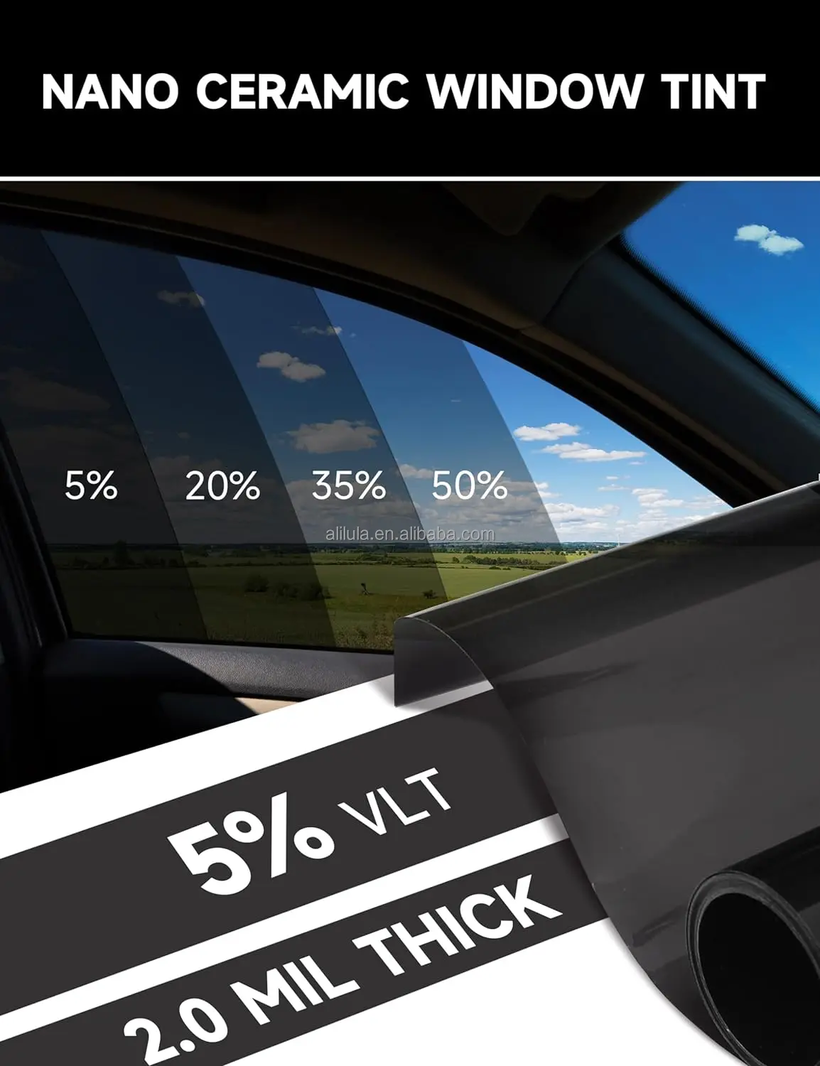 MotoShield Pro Nano Ceramic Window Tint Kit For Tesla Cybertruck (2023-2025) Front Windshield - 50% VLT