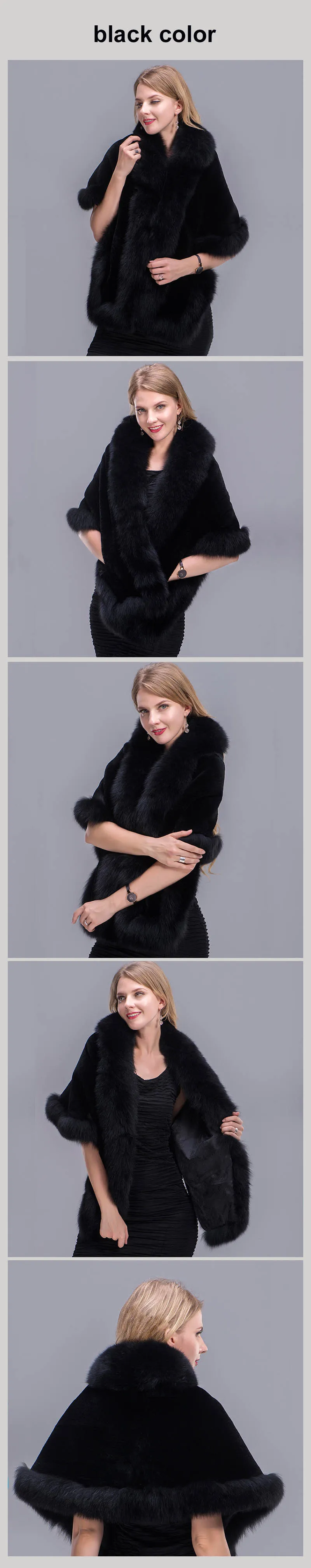 real fur shawl black 00