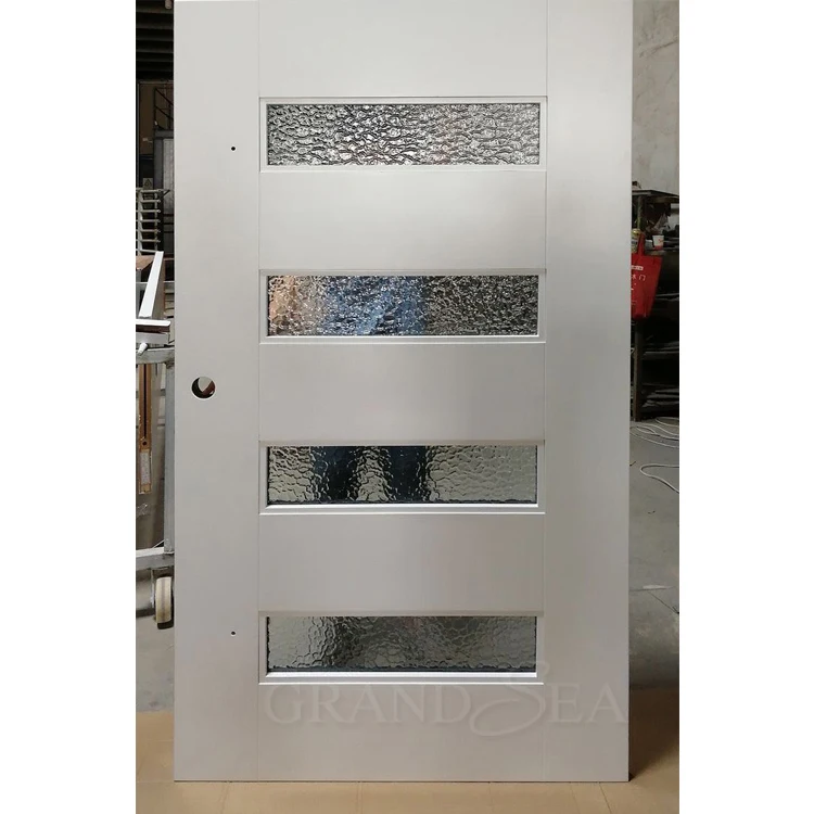 European Style Walnut Wood Frame Frosted Glass Soundproof Pivot Door for Office Building