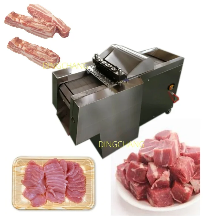 Commercial Automatic Meat Slicer and Cube Cutting Machine Stainless Steel Chicken Frozen Meat Cuber/Dicer Used for Food Shops