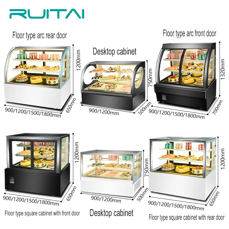 RUITAI Front Opening Display Counter Fridge Refrigerated Cake Showcase Cake Counter Cake Chiller Patisserie showcase