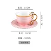Pink silk cup with pink pearl dot saucer - 300ml