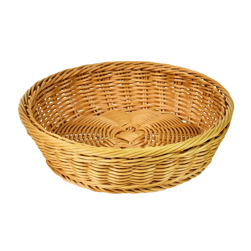 Round Wicker Basket Natural Woven Rattan Wicker Baskets For Fruit Bread