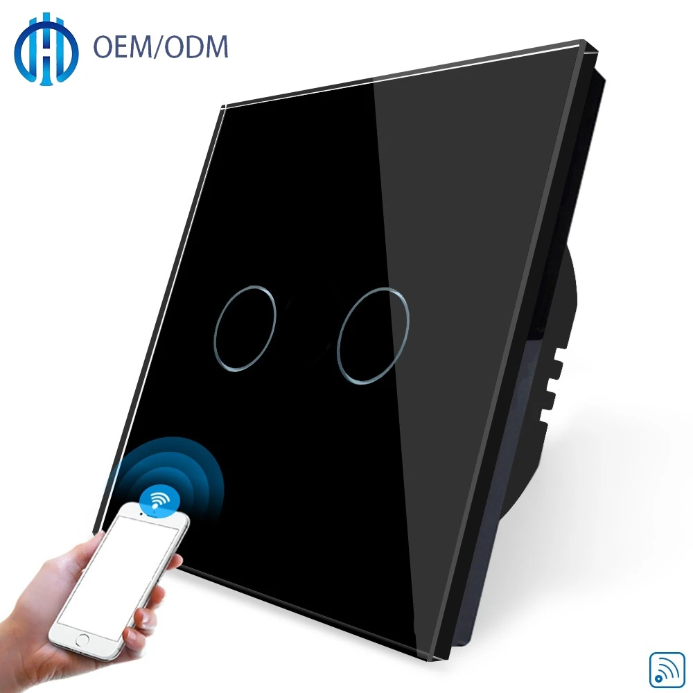 Европейский стандарт 2 клавиши сенсорный Умный дом Wi-Fi переключатель 86*86 умный