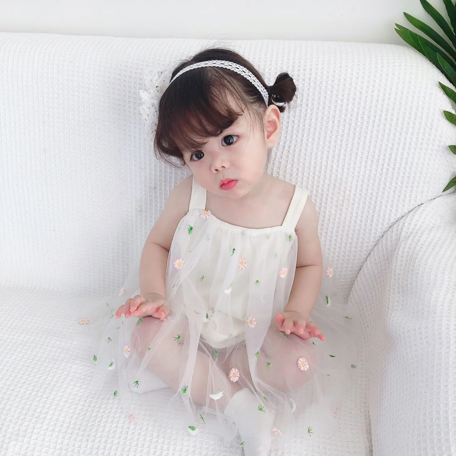 Fashion Newborn Baby Girl Dress Daisy Floral Embroidery Sleeveless ...