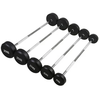 fitness equipment weightlifting rubber fixed barbell