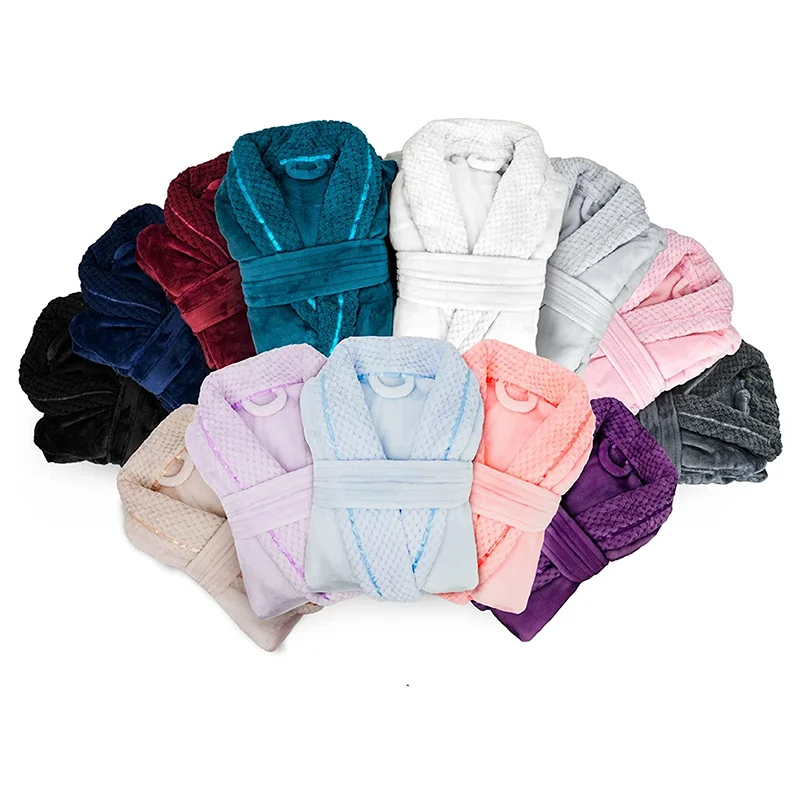 Luxury Hotel Spa Super Absorbent Coral Fleece Bathrobe In Bulk Skinfriendly Antipill Hooded