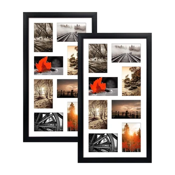 4x6 Picture Frames Collage with 8 Openings Matted Wall Hanging Multi Photo Frame Collage for Family Pictures Wall Decor Black