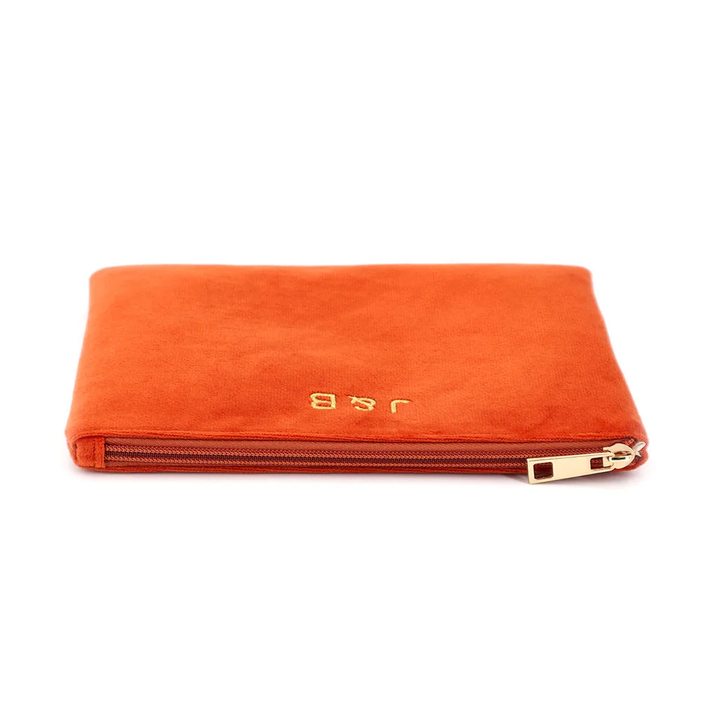 Wholesale Designed Velvet Cosmetic Bag with Embroidery Logo Travel Makeup Zipper Pouch Bag Custom Toiletry Bag for Promotion