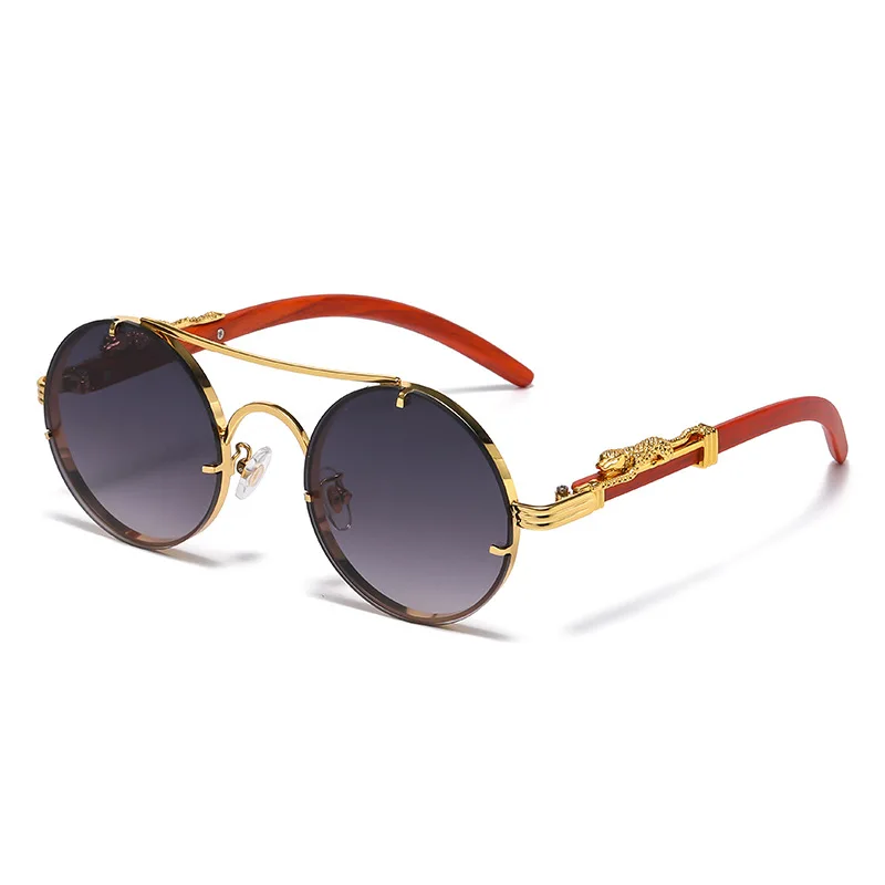 Leopard Head Eyeglasses - Fashion Retro Round Metal Sunglasses display picture 2