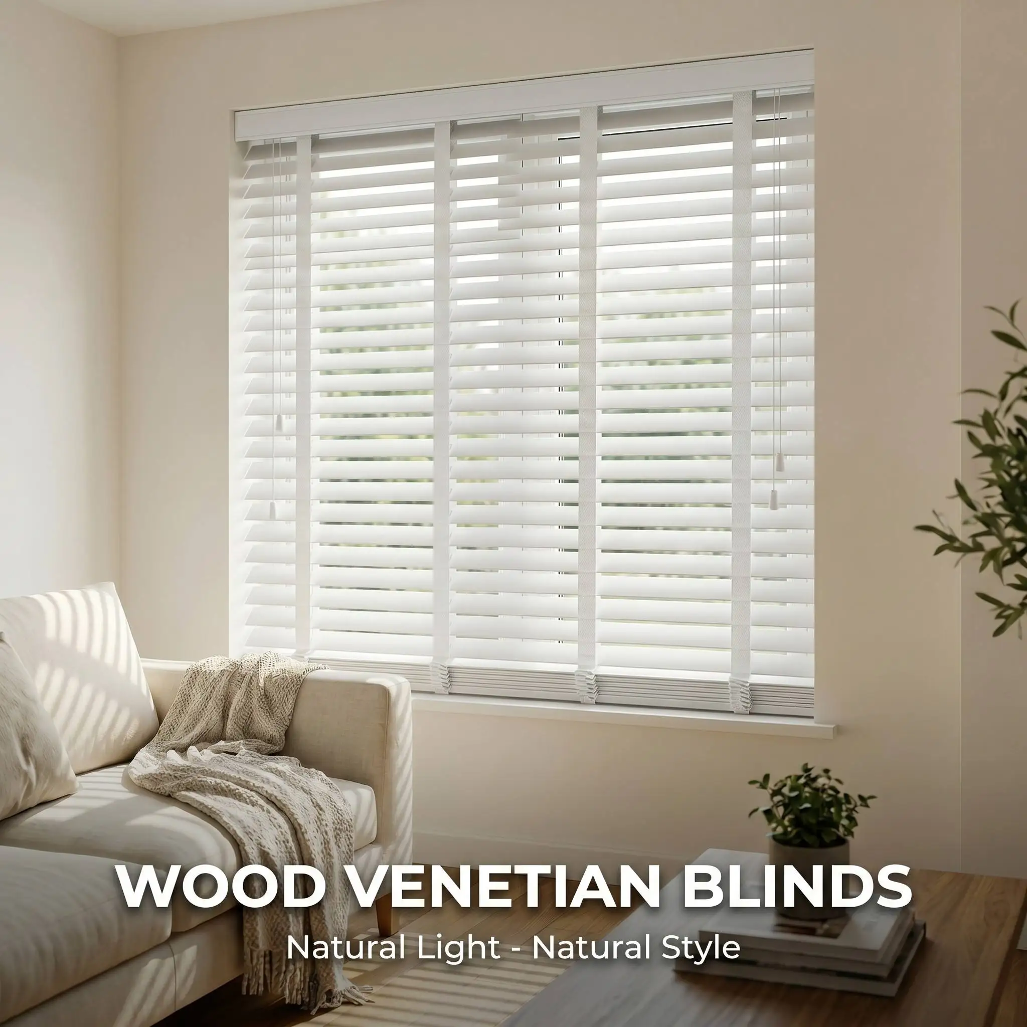 Hout Venesiese blinders Paulownia geverfde kleur eenvoudige valans ladderband 50 mm lamellas ingeboude UV-blokkering duursame pasgemaakte grootte OEM