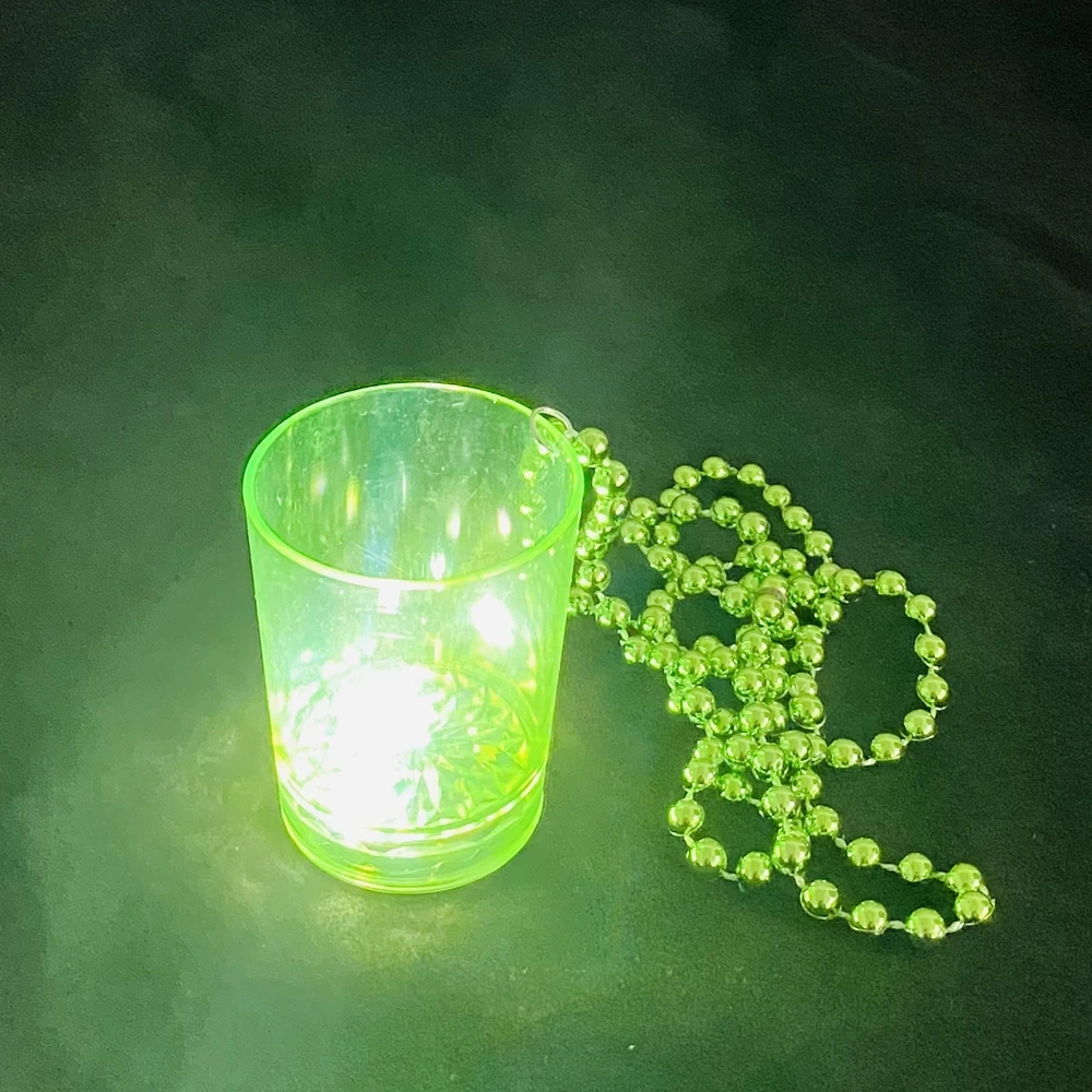 Glow In The Dark Necklace Party Supplies Glow Neon Shot Glass On Beaded Necklace Plastic Cup For 6891