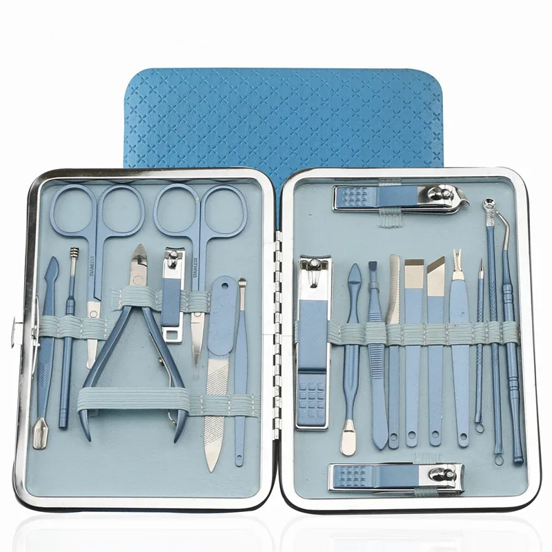 Hot Popular Professional Stainless Steel Manicure Set Nail Clippers Pedicure Tool Kit 18 Pieces for Girl