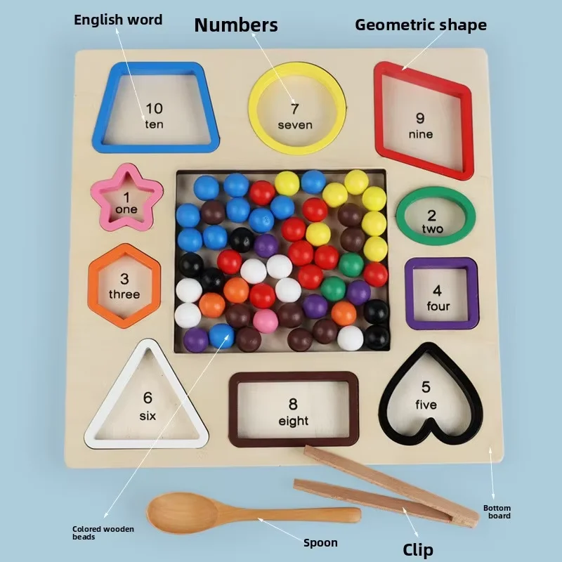 CPC CE Montessori Cognitive Number Shape Color Classification Clip Beads Game Toys Fine Motor Training Learning Educational Toys
