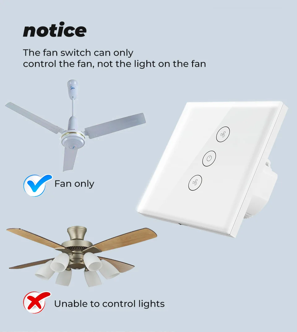 Tuya Touch Wifi Ceiling Fan Switch Eu 