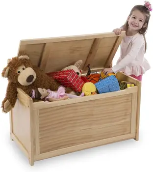 BSCI FSC Handcrafted Light Wooden Children's Furniture Toy Chest Kids Wooden Toy Box