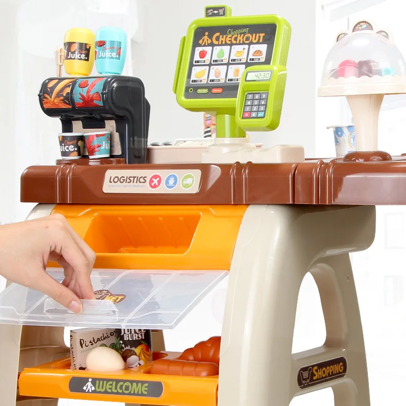 
 Детская головоломка, домашние игрушки, тележка, кассовый аппарат, имитация роскошного супермаркета, портфель для покупок  