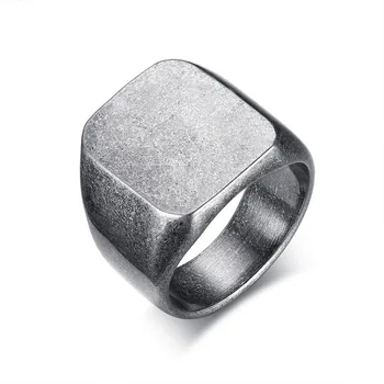 custom Men Blanks Finger Ring Designs your own logo Fashion Simple Silver Stainless Steel Signet Ring