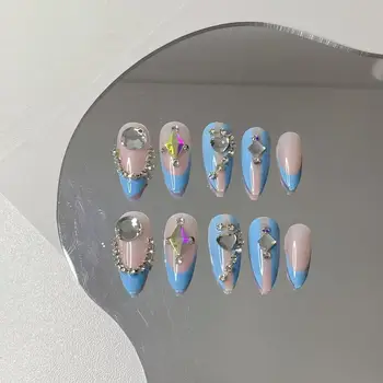 Easy to use finger decoration cute press on nails diy beautiful french tip nails