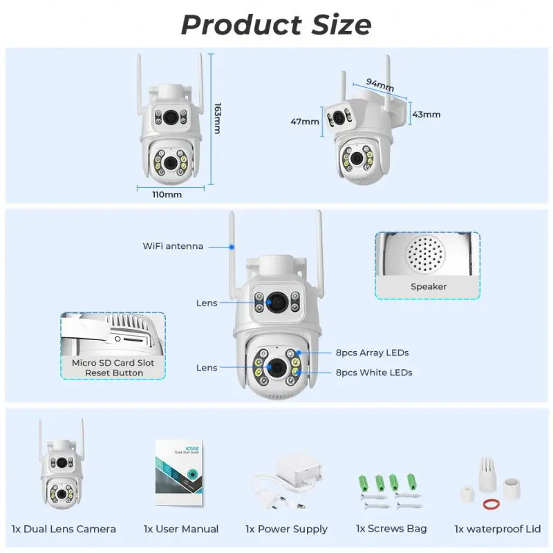 Ip Camera With Alarm Output Relay Triple 180 8Mp Cloud Support Promotion Set P2P 380 Degree Plate Recognition Smoking Detection